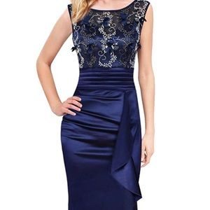 NEW Formal Ruched Ruffle Evening Dress maxi length